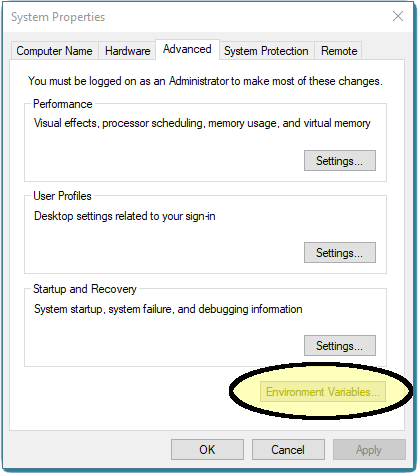 System Properties Dialog